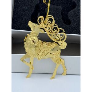 2016 Annual Reindeer Danbury Mint Christmas Ornament 23k Gold Plated